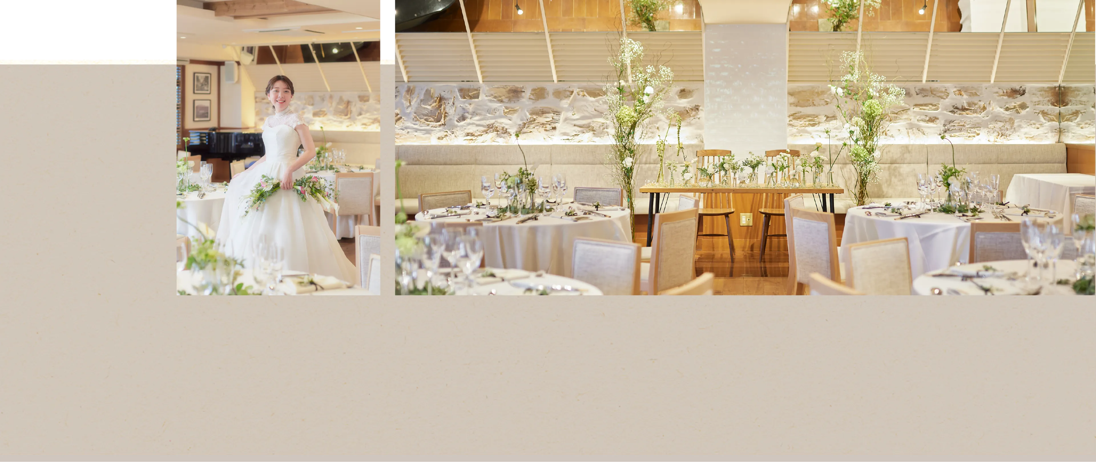 自然光と木のぬくもりが調和したレストランウェディング会場